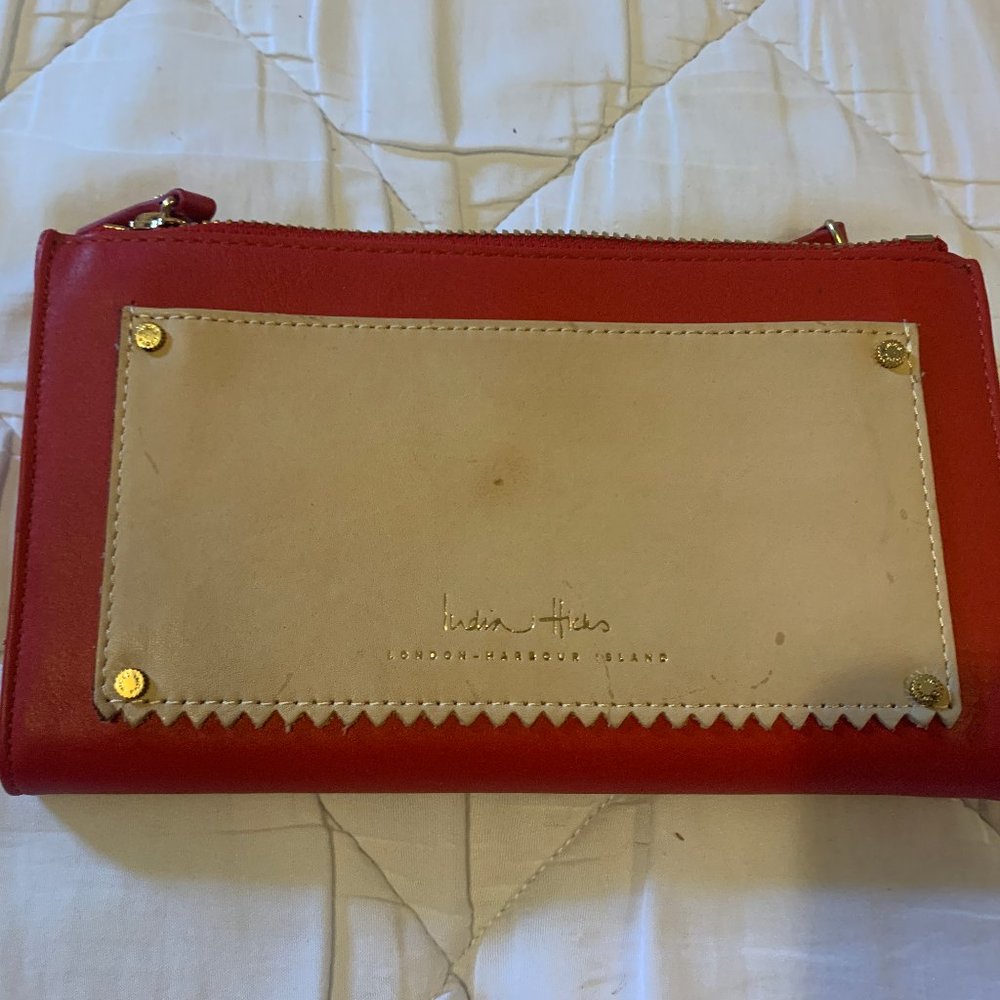 India Hicks Red & Beige Leather "Take Out" Wallet